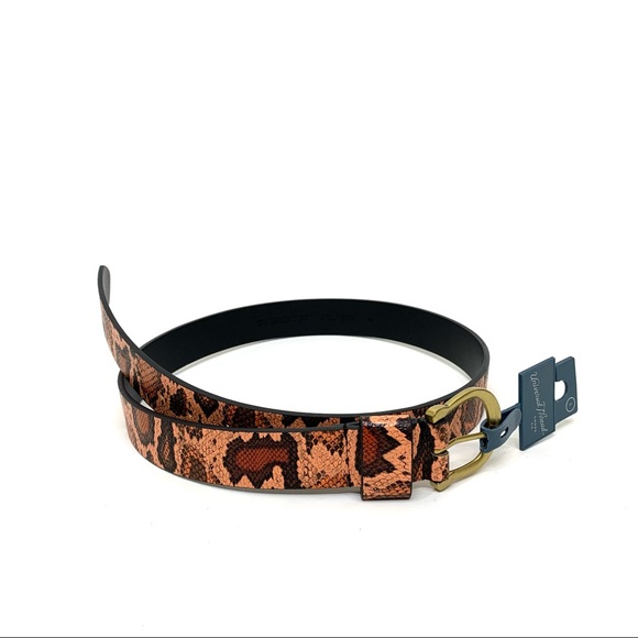 Universal Thread Exotic Coral Python Snakeskin Print Faux Leather Belt New Nwt - Picture 1 of 14